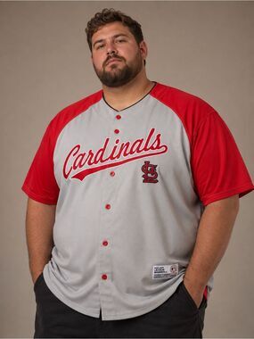 St. Louis Cardinals Dynasty MLB Baseball Jersey Men’s XL Gray Red Button Front